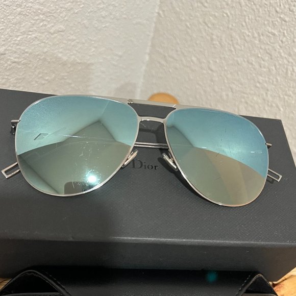 Dior Homme Sunglasses Mirrored Lenses Silver Wire Frames Men's-Preowned - Picture 2 of 12